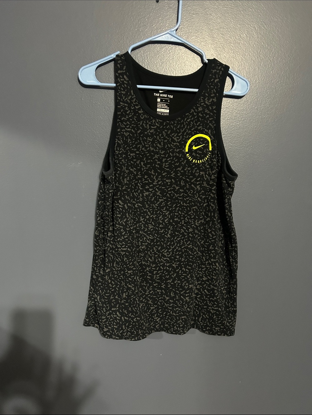 Nike Black Printed Tank Top with Neon Yellow Logo
